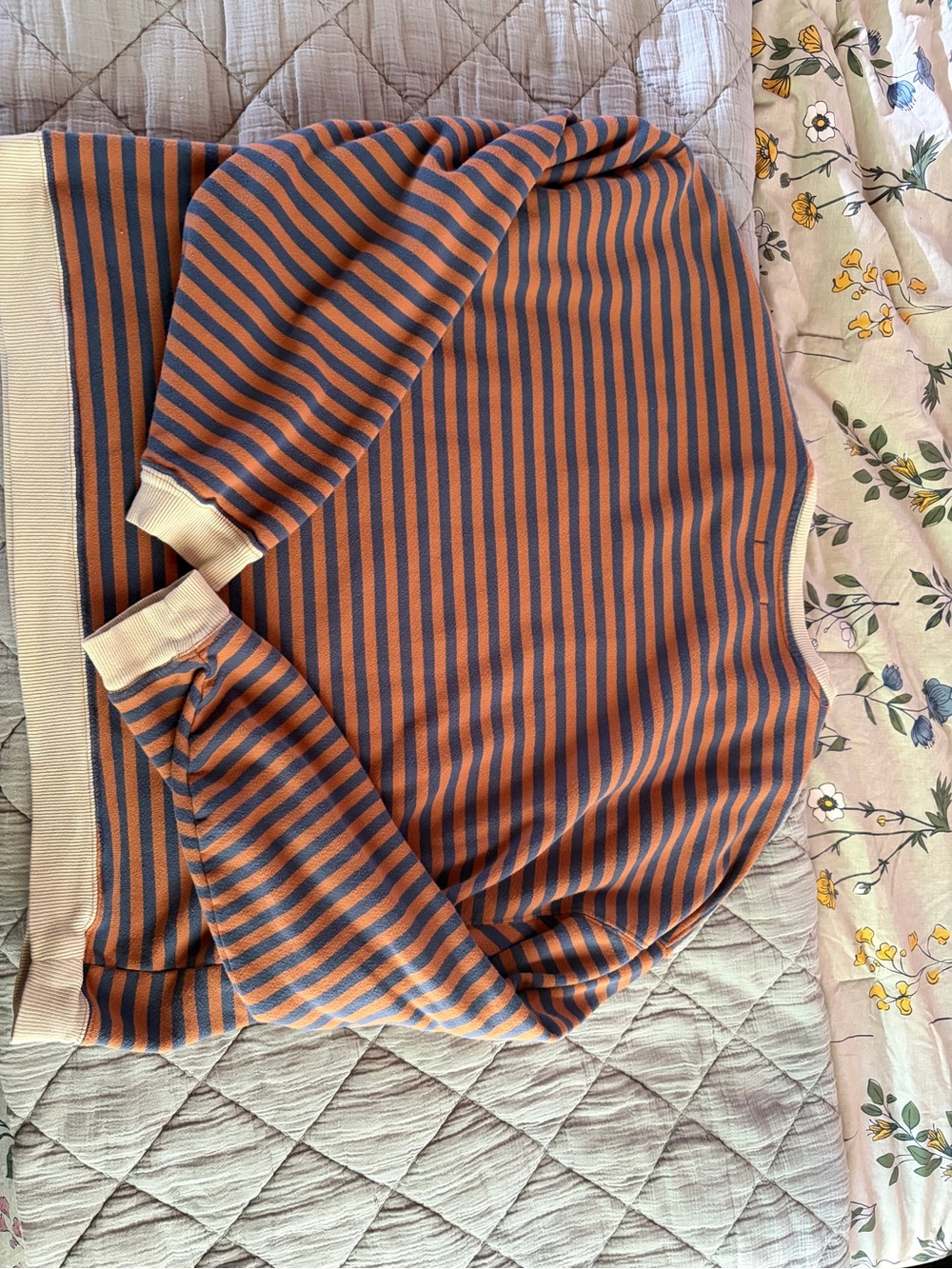 We The Free Orange and Blue Striped Crewneck Sweater - Picture 3 of 4